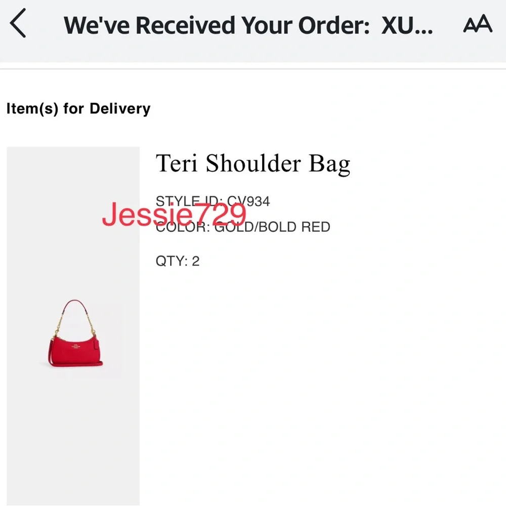 ‼️last one‼️NWT!COACH TERI SHOULDER BAG(COACH CV934)GOLD/BOLD RED Holiday gift - Picture 16 of 16